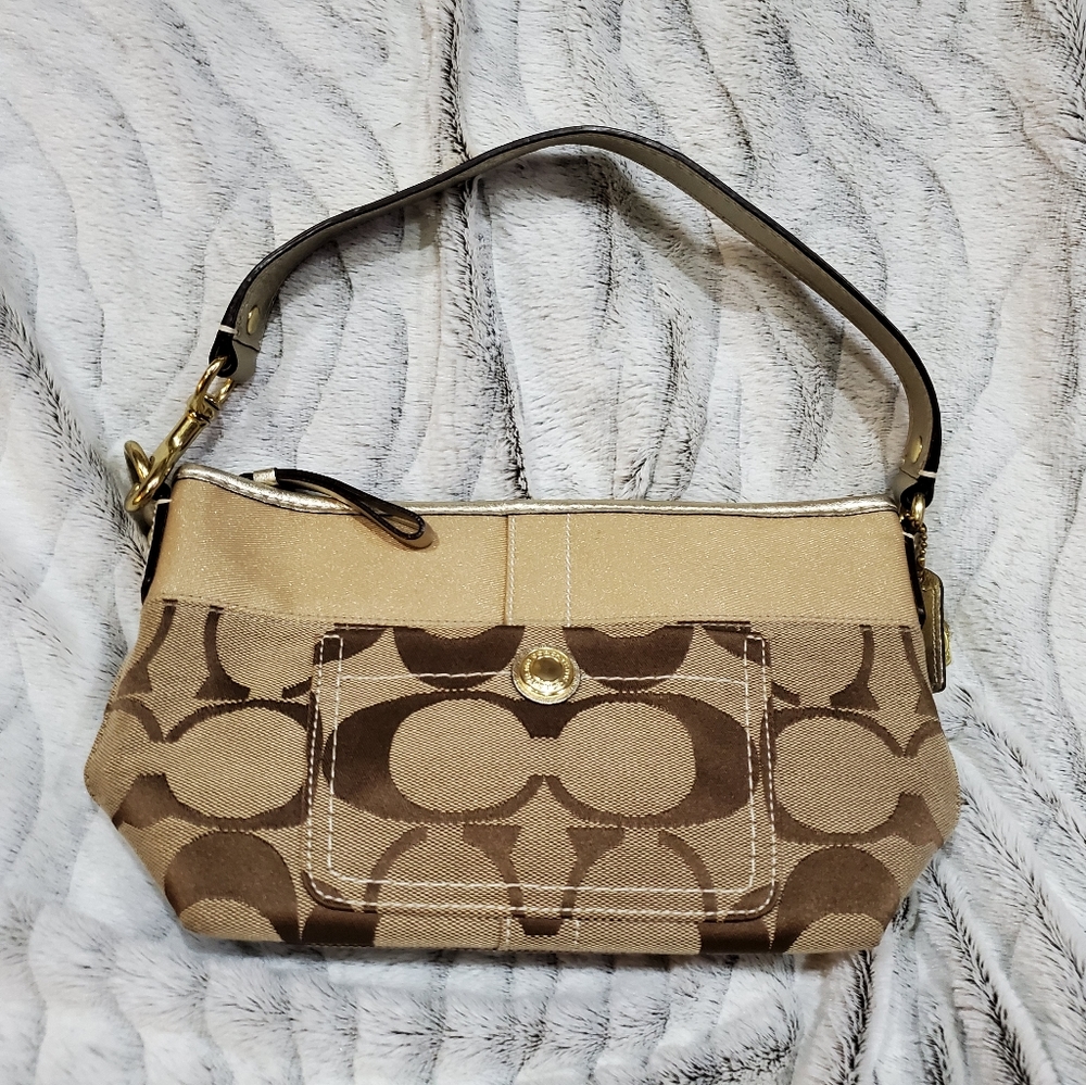 COACH STEIPE AND BROWN / GOLD LEATHER WRISLE